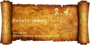Keleti Ahmed névjegykártya